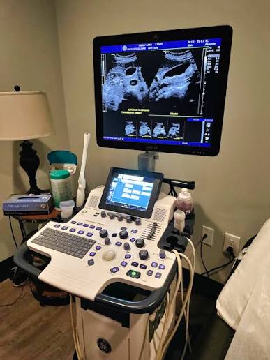 Ultrasound machine in a clinical setting
